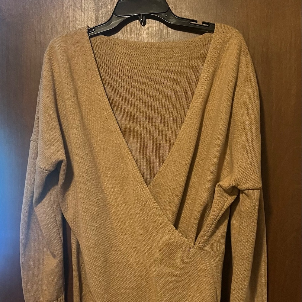 Women's Tan Wrap Sweater